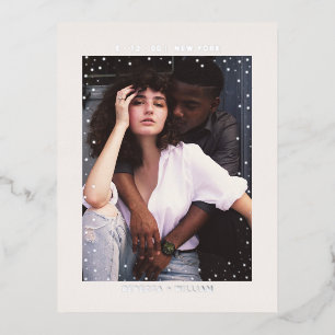 Custom Holiday Foto Wedding Save the Data Folie Einladungspostkarte