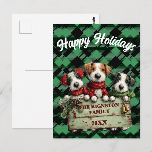 Custom Holiday Green Checkered Pattern  Postkarte (Vorne/Hinten)