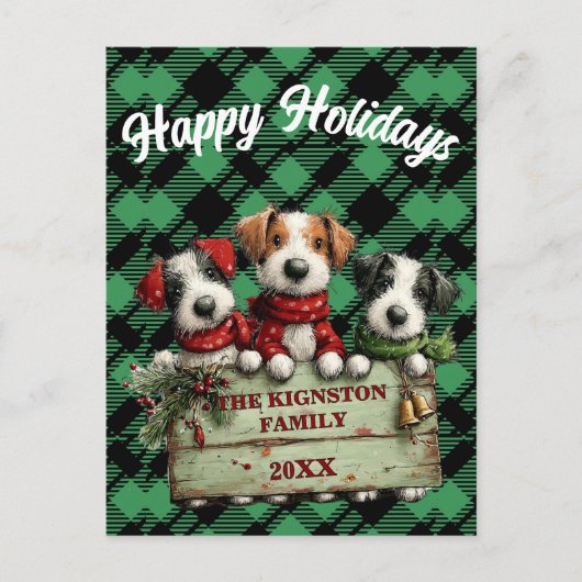 Custom Holiday Green Checkered Pattern  Postkarte (Vorderseite)