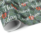 Custom Holiday Greetings on Holries Muster Geschenkpapier (Rolleneckpunkt)