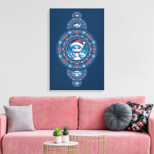 Custom Holiday Kawaii Bear Ornamental Mandala Wall Leinwanddruck