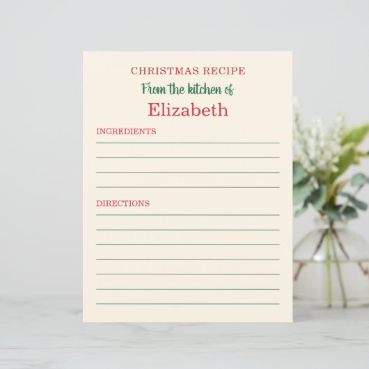 Custom Holiday Kitchen Christmas Rezept Karte (Stehend Vorderseite)