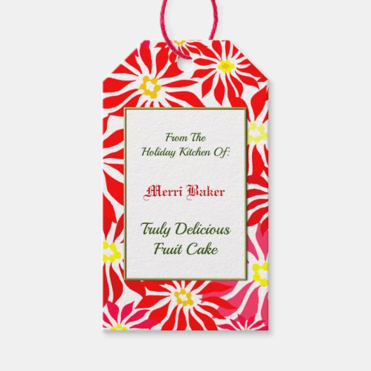 Custom Holiday Kitchen Red Poinsettia Geschenk Tag Geschenkanhänger (Vorderseite)