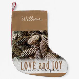 Custom Holiday Liebe und Joy Pine Cone Kleiner Weihnachtsstrumpf