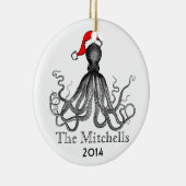 Custom Holiday Nautic Octopus Vintag Kraken Keramikornament (Rechts)