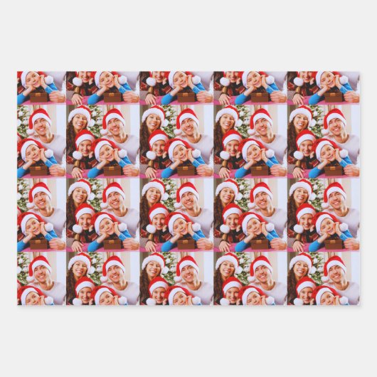 Custom Holiday Photo Collage Geschenkpapier Set (Vorderseite)