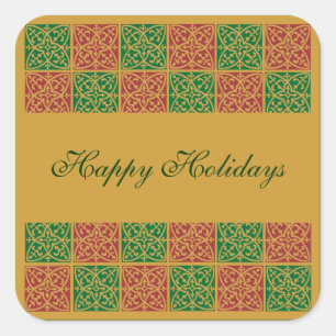 Custom Holiday Red and Green Muster Quadratischer Aufkleber
