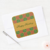 Custom Holiday Red and Green Muster Quadratischer Aufkleber (Umschlag)