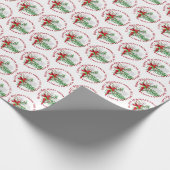 Custom Holiday Red White Candy Cane Green Foliage Geschenkpapier (Ecke)