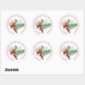 Custom Holiday Red White Candy Cane Green Foliage Runder Aufkleber (Blatt)