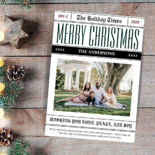 Custom Holiday Times Newspaper Weihnachtsfest Foto Feiertagskarte