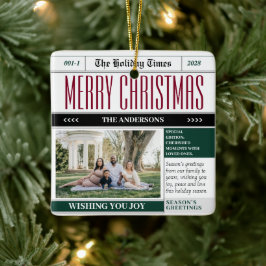 Custom Holiday Times Newspaper Weihnachtsfest Foto Keramikornament