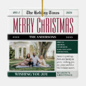 Custom Holiday Times Newspaper Weihnachtsfest Foto Keramikornament (Rückseite)