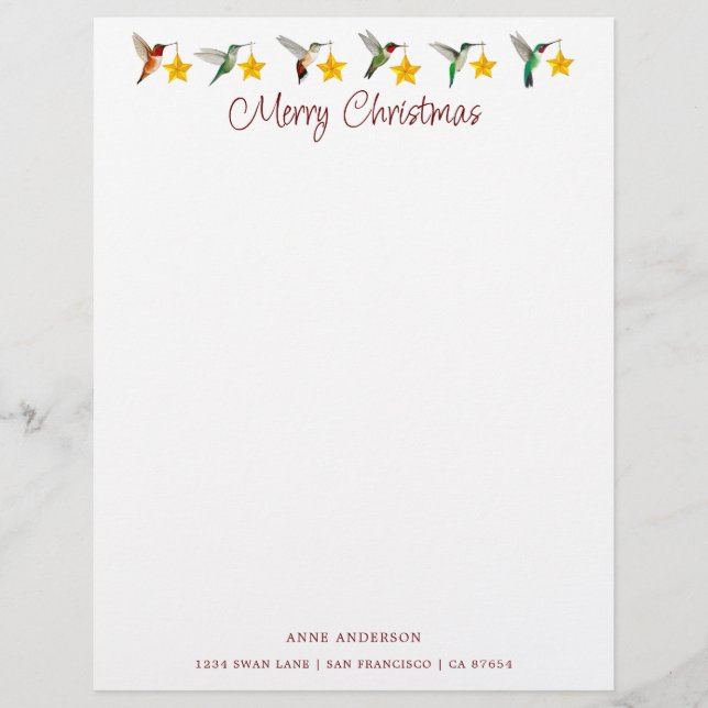 Custom Holidays Hummingbirds Letterhead Briefbogen (Vorderseite)