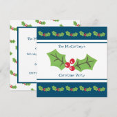 Custom Holly & Berries Weihnachtsfeier Party Einla Einladung (Vorne/Hinten)