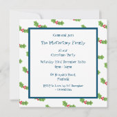 Custom Holly & Berries Weihnachtsfeier Party Einla Einladung (Rückseite)