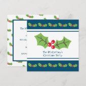 Custom Holly & Berries Weihnachtsfeier Party Einla Einladung (Vorne/Hinten)