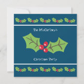 Custom Holly & Berries Weihnachtsfeier Party Einla Einladung (Vorderseite)