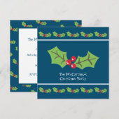 Custom Holly & Berries Weihnachtsfeier Party Einla Einladung (Vorne/Hinten)