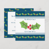 Custom Holly & Berries Weihnachtsfeier Party Einla Einladung (Vorne/Hinten)