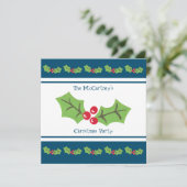 Custom Holly & Berries Weihnachtsfeier Party Einla Einladung (Stehend Vorderseite)