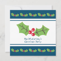 Custom Holly & Berries Weihnachtsfeier Party Einla