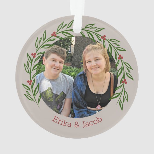 Custom Holly Elegante Family Foto Ornament (Rückseite)