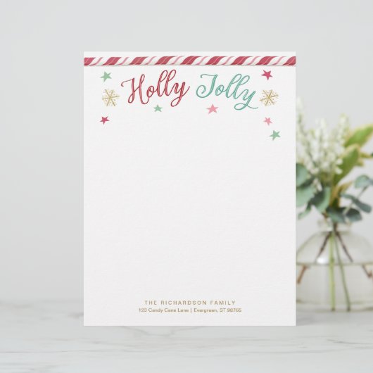Custom Holly Jolly Christmas Letterhead Briefbogen (Stehend Vorderseite)