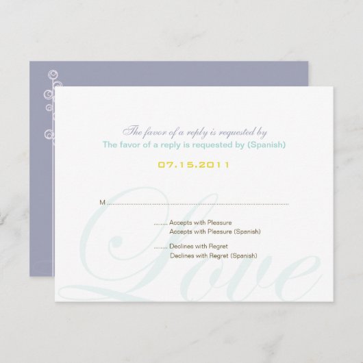 ::custom:Hollyhock & Ampersand Bilingual RSVP Card (Vorne/Hinten)