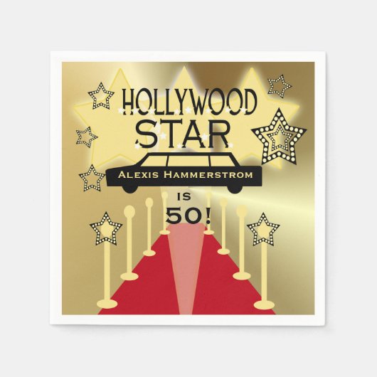 Custom Hollywood Star Birthday Paper Napkins Serviette (Vorderseite)