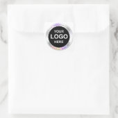 Custom Holographic black'Danke' Logo Name Labe Quadratischer Aufkleber (Tasche)