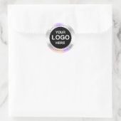 Custom Holographic black'Danke' Logo Name Labe Runder Aufkleber (Tasche)