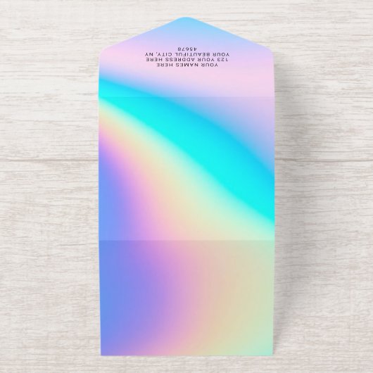 Custom Holographic Modern Elegante Foil All-in-One-Einladung (Außenseite)
