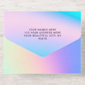 Custom Holographic Modern Elegante Foil All-in-One-Einladung (Rückseite)