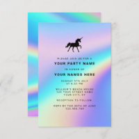 Custom Holographic Modern Elegante Unicorn Party