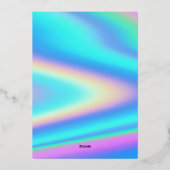 Custom Holographic Modern Elegante Unicorn Party Folieneinladung (Rückseite)