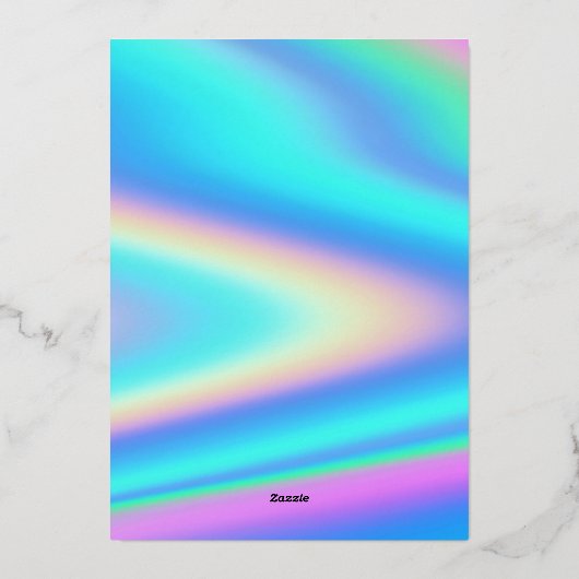 Custom Holographic Modern Elegante Unicorn Party Folieneinladung (Rückseite)