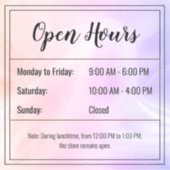 Custom Holographic opstone Open Hours Aufkleber (Vorderseite)