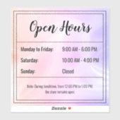 Custom Holographic opstone Open Hours Aufkleber (Blatt)