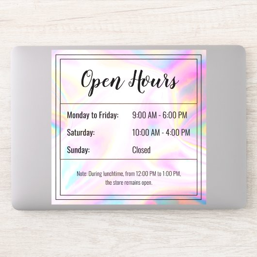 Custom Holographic opstone Open Hours Aufkleber (Computer)