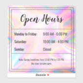 Custom Holographic opstone Open Hours Aufkleber (Blatt)