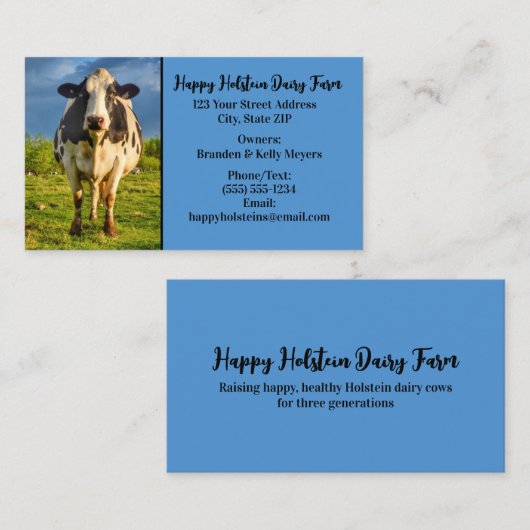 Custom Holstein Cow Business Visitenkarte (Vorne/Hinten)