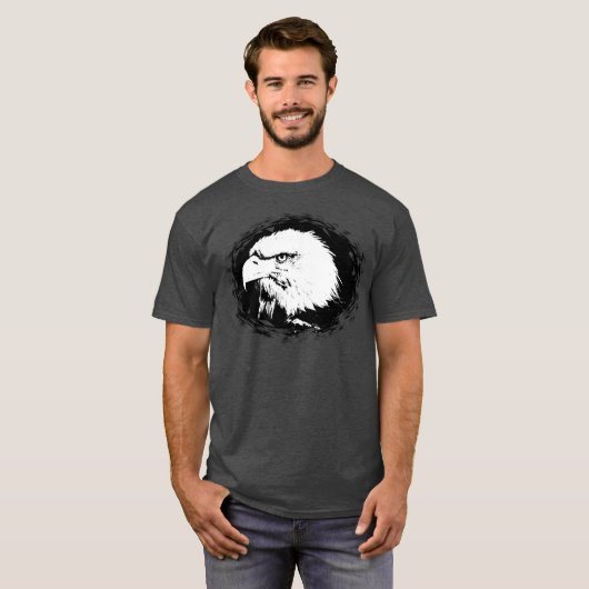 Custom Holzkohle Heather Moderner Eleganter Adler T-Shirt (Vorne ganz)