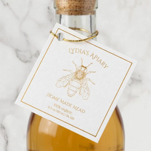 Custom Home Brewed Honey Wine Foil Square Tag