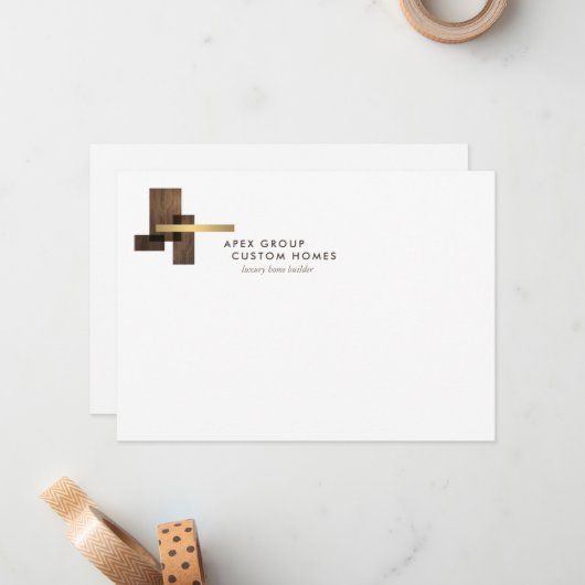 Custom Home Builder Logo Flat Notecard Mitteilungskarte (Vorderseite/Rückseite Beispiel)