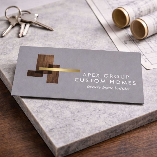 Custom Home Builder Logo Gray Visitenkarte