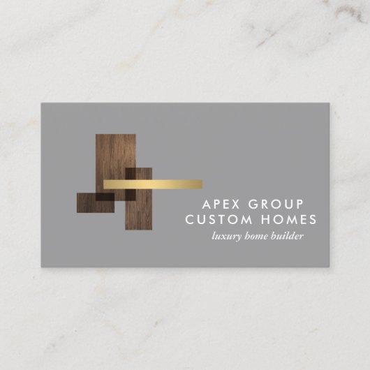 Custom Home Builder Logo Gray Visitenkarte (Vorderseite)