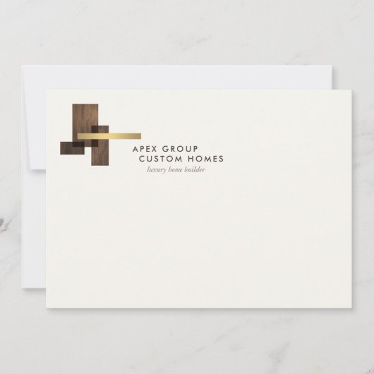 Custom Home Builder Logo Ivory Flat Notecard Mitteilungskarte (Vorderseite)