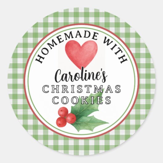 Custom Homemade Christmas Cookies Label Sheet Runder Aufkleber (Vorderseite)