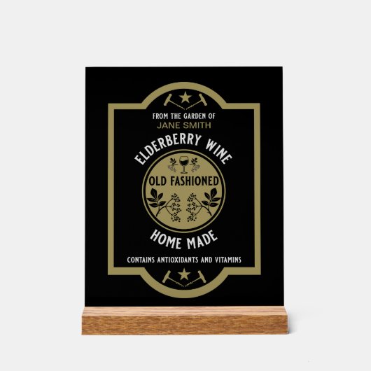 Custom Homemade Elderberry Acrylschild (Vorderseite)